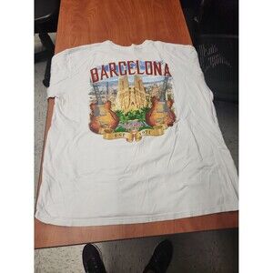 Hard Rock Cafe "Barcelona" Men's White City Tee Size XL